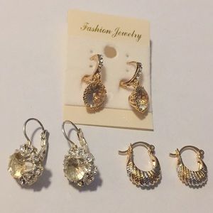 Set of Gold/Silver/Crystal Earrings